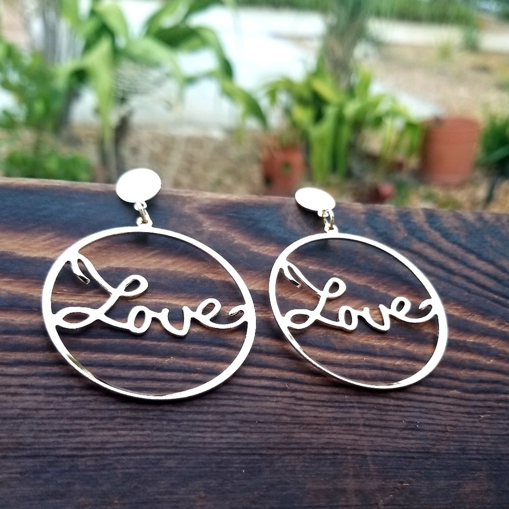 Golden Love Dangle Drop Earrings